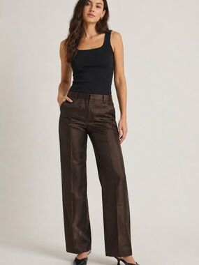Ann Taylor Brown Tailored Straight Leg Dress Pants Trousers Size 6
